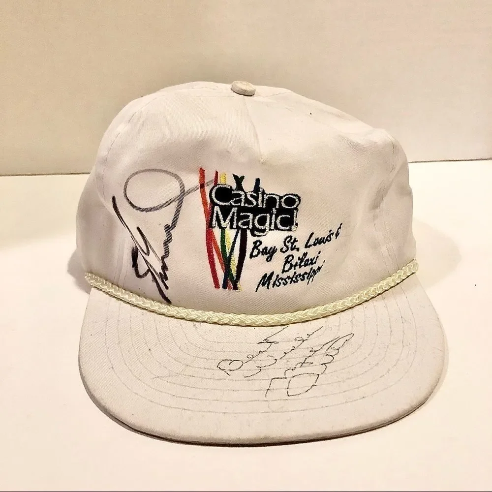 Vtg Casino Magic Poker White Trucker Hat Cap